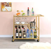 Adamsen Champagne & Mirror Serving Cart Model 98354 By ACME Furniture
